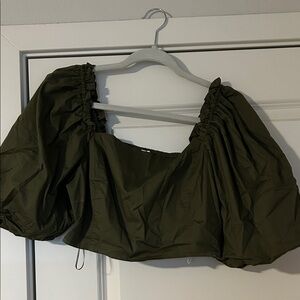 Jason Wu Forest Green Smocked Top
